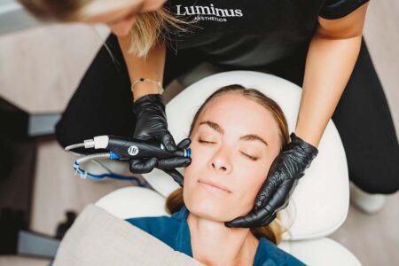 A female getting an aesthetic procedure.